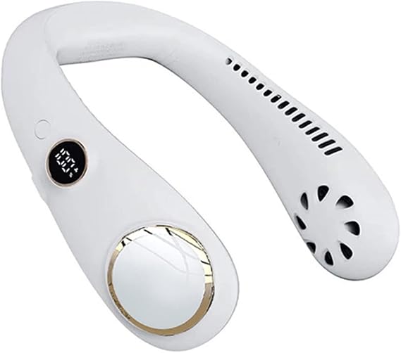 Neck Fans Portable Rechargeable Bladeless Personal Fan 3000mAh Battery Operated Fan Wearable Portable Neck Fan,360 Cooling Airflow, 3 Speed Neck Cooler for Women Men (White)