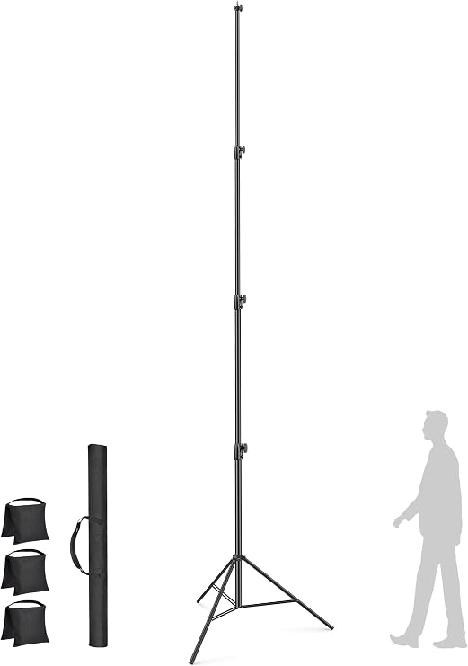16.4' Heavy Duty Extreme Tall Video Camera Sports Tripod Stand, Sdfghj 16.4ft/500cm Sky High Tripod Light Stand with 1/4"& 3/8" Screw Adapter Non-Slip Feet Wind Resistant, for Soccer/Basketball Games