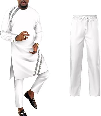 African Mens Suits Dashiki Party Outfit Formal Attire Slim Fits Nigerian Clothes Wedding Wear 2 Piece