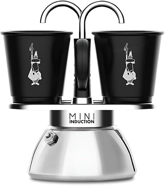 Bialetti Mini Express Induction Coffee Maker, Aluminium, Black, 2 Cups