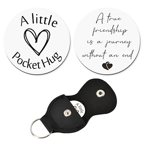 Best Friends Gifts for Women Men - Pocket Hug Keychain Friend Bff Bestie Birthday Christmas Gift Long Distance Relationship Gifts A True Friendship is A Journey Without An End Keychains Double Sided