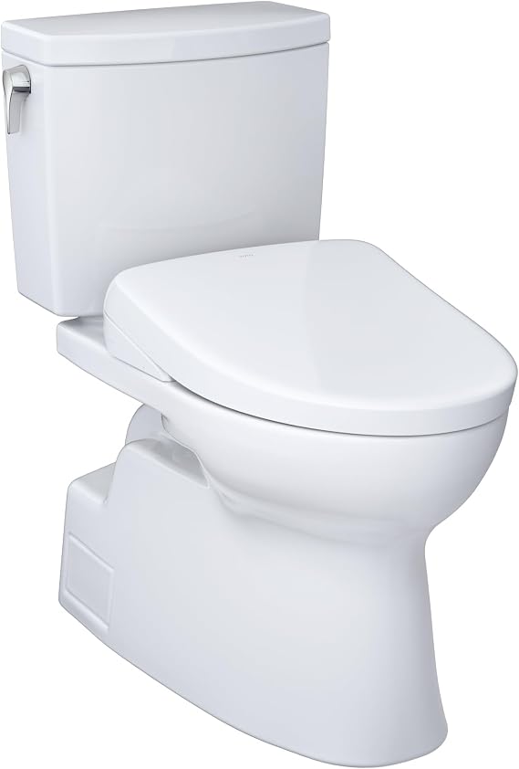 TOTO WASHLET+ Vespin II 1G Two-Piece Elongated 1.0 GPF Toilet with Auto Flush WASHLET+ S7A Contemporary Bidet Seat, Cotton White - MW4744736CUFGA#01