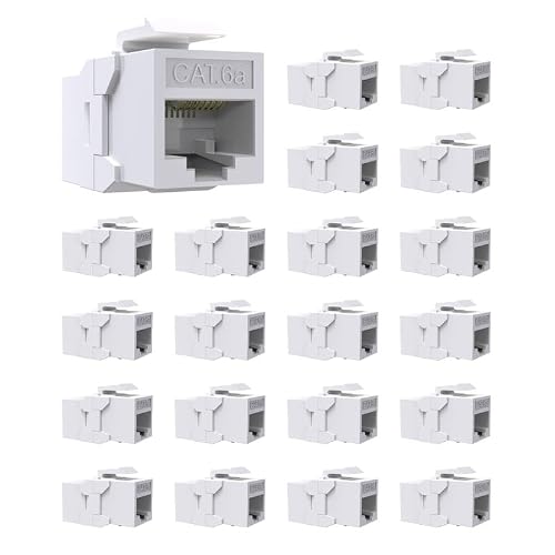 20 Pack Cat6A Keystone Jack Coupler RJ45 Female to Female Ethernet Wall Jack UTP Inline for Cat6aCat6Cat5eCat5 White
