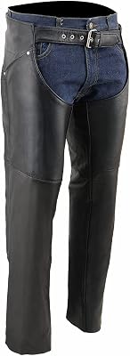 Milwaukee Leather Chaps for Women Black Premium Skin - Deep Hip Pockets Back Thigh Laces Motorcycle Chap - SH1173