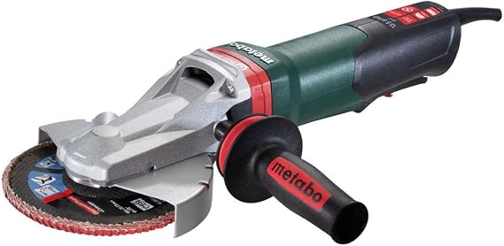 Metabo 6-Inch Flat Head Angle Grinder | 13.5 Amp | 9,600 RPM | Electronics | Non-locking Paddle Switch | Brake | WEPBF 15-120 Quick