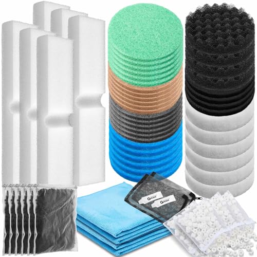 Threlaco 31 Pcs Compatible with Fluval Fx4Fx5Fx6 Replacement Filter Media, 3 Foam Block, 3 Carbon and 3 Water Polishing Pad, 2 Bio-sponge 3 Filter Pads, 3 Carbon, 9 NitritePhosphateAmmonia Remover