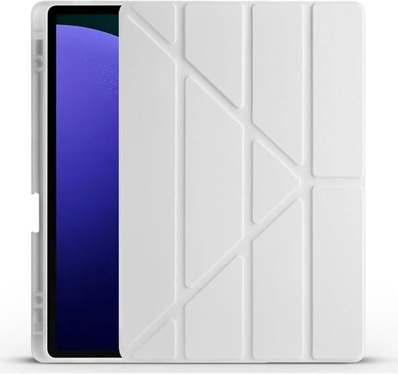 Samsung Galaxy Tab S10 Plus 12.4 Inch Compatible Case Triangle Stand Pen Compartment Silicone Tablet Case Grey