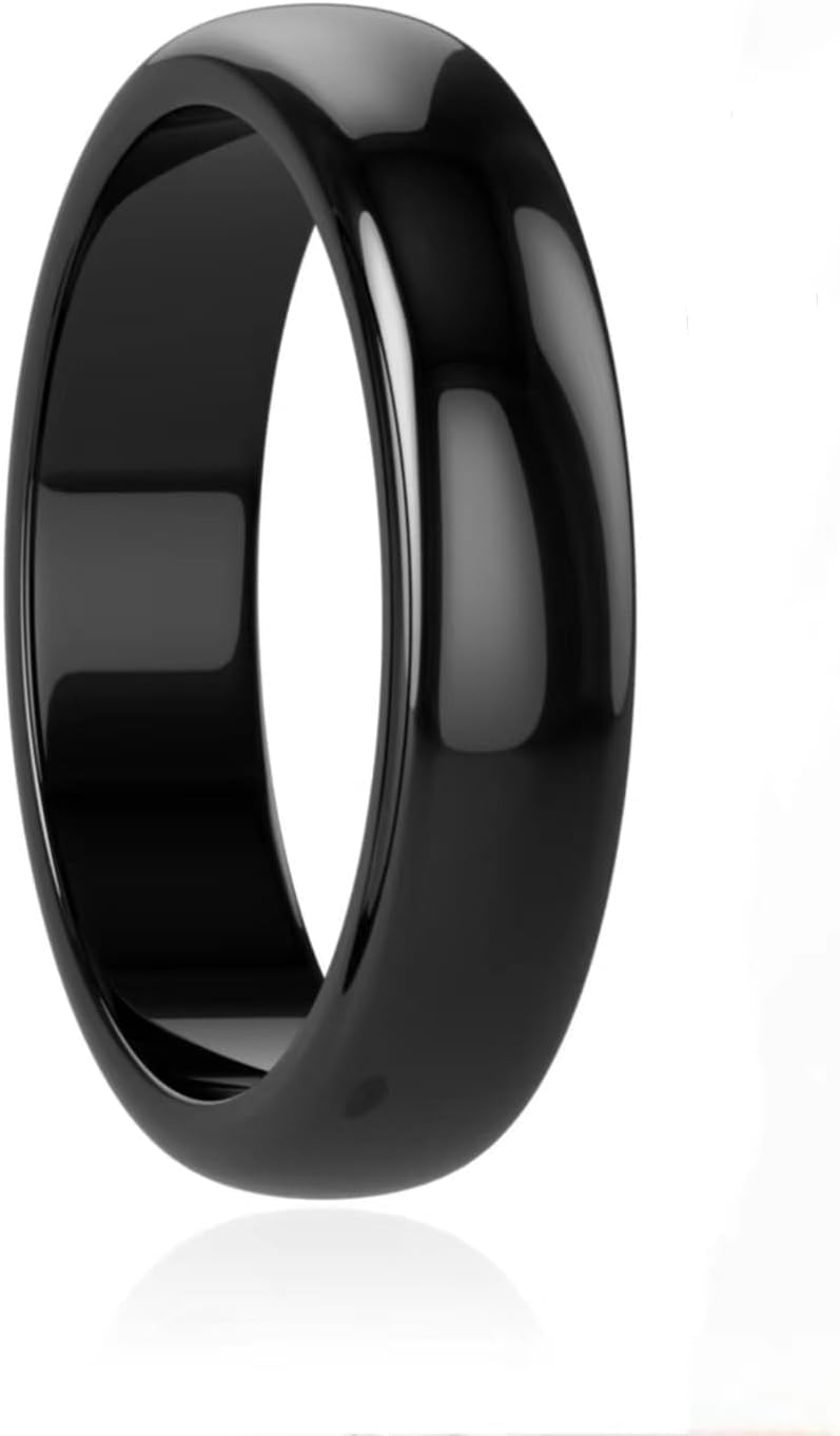 Hematite Ring for Women Men, Genuine Magnetic Black Stones Ring for Anxiety Balance Root Chakra, Absorb Negative Energy Jewelry Size 6-13