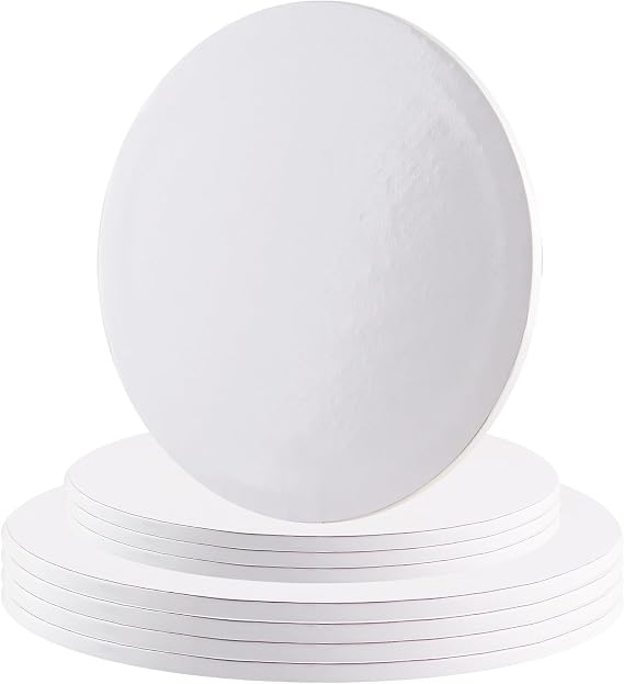 8 Pack Cake Board - 4 Pack 12 Inch and 4 Pack 10 Inch White 12mm Thick Drum Board for Sponges, Fruit, and Wedding Cakes