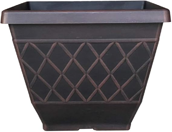 Southern Patio Hdr-054856 Planter, Square, Brown, 16 Inch