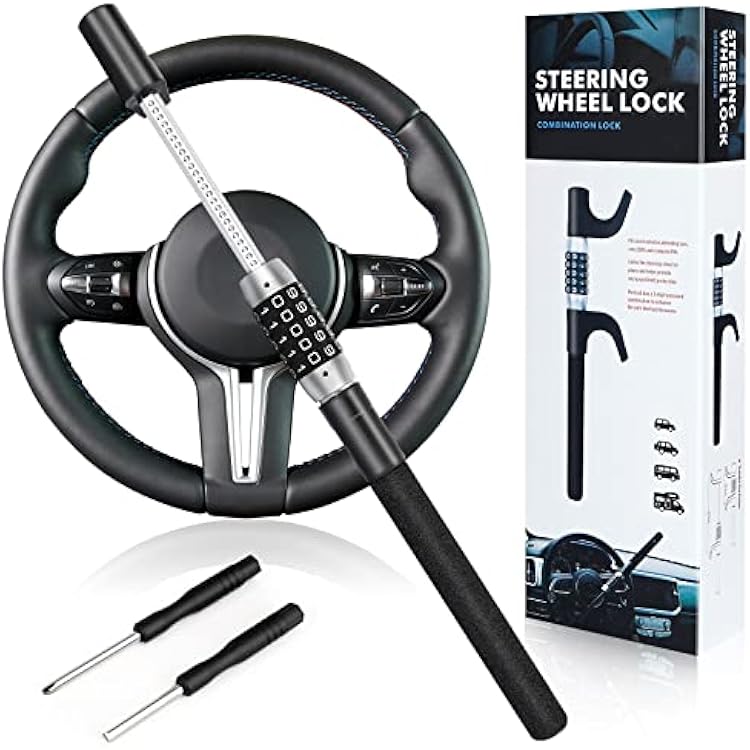 5 Digital Combination Car Steering Wheel Lock, LAMA Password Code Steering Lock, Retractable Keyless Heavy Duty Steering Wheel Lock, Universal Anti-Theft Car Steering Fit for Cars, Trucks, Vans, SUV
