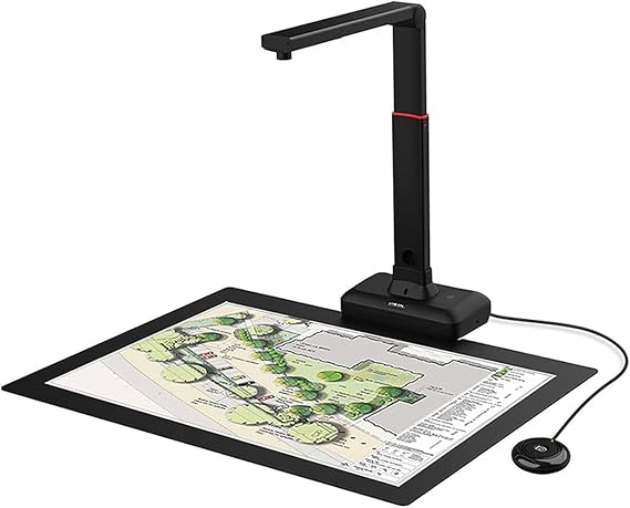 S21 Overhead Scanner, A2 Document Scanner for Large Format Documents & Books, 23MP High Resolution, OCR Text Recognition, Auto-Flatten & Fingerprint Removal Technologies