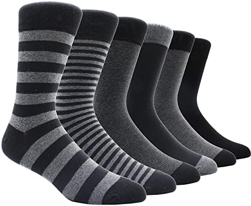 TOEJYJ Mens Fun Dress Socks, Pattern Funny Casual Socks Pack, Colorful Striped Cotton Novelty Socks Size 10-13