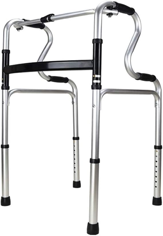 Walking Frame Mobility Walker Folding Walking Frame Walkers/Lightweight Aluminium/Adjustable Height/For Seniors Disabled/Max:175Kg/ 4 Styles(Silver-No Wheels)