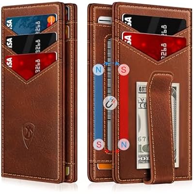 ZALVEX Wallet for Men Leather Wallets for 12-15 Cards, Slim Minimalist RFID Blocking Card Holder with Money Clip