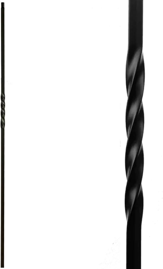 Single Twist Iron Balusters (Box of 10) 1/2" Staircase Square Metal Spindles (Real Satin Black not Matte or Flat Color)