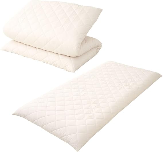 EMOOR Extra-Thick Japanese Futon Mattress Hem-Less Small-Single Made in Japan White, Foldable Floor Sleeping Bed Tatami Mat