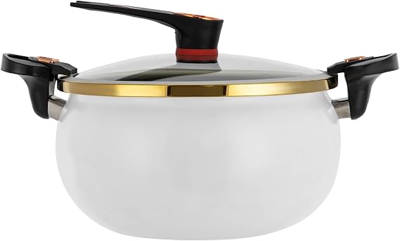 8L Micro Pressure Cooker Pot Non Stick Pressure Cookware with Visual Lid and 2 Handles, Multi Function Micro Pressure Cooking Pot for Homes Restaurants Hotels (White)