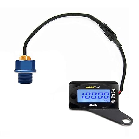 Motorcycle 4 in 1 Multifunction Gauge Koso Mini 4 Meter (RPM Tachometer+Oil Temperature+Voltmeter+Clock) 4in1 Multi-Functional Gauge Digital Multimeter (M20X1.0, Right)
