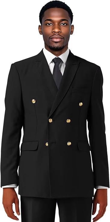 Mens Double Breasted Suit Blazer Casual Jacket for Mens Slim Fit Solid Sport Coat Jacket for Business Formal Wedding