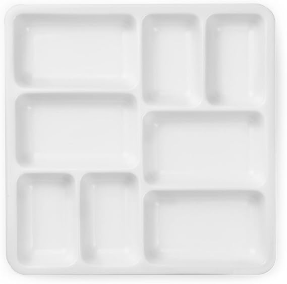 MEEDEN Ceramic Watercolor Paint Palette: 8-Well Artist Mixing Tray 7x7