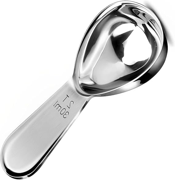 Coffee Scoop,Stainless Steel Measuring Spoon for Ground Coffee 2 tbsp | 18/8 Stainless Steel,Reusable,Short Handled Measure Scooper for Ground Coffee,Bean in Canister,Protein Powder,Silver, 30ml