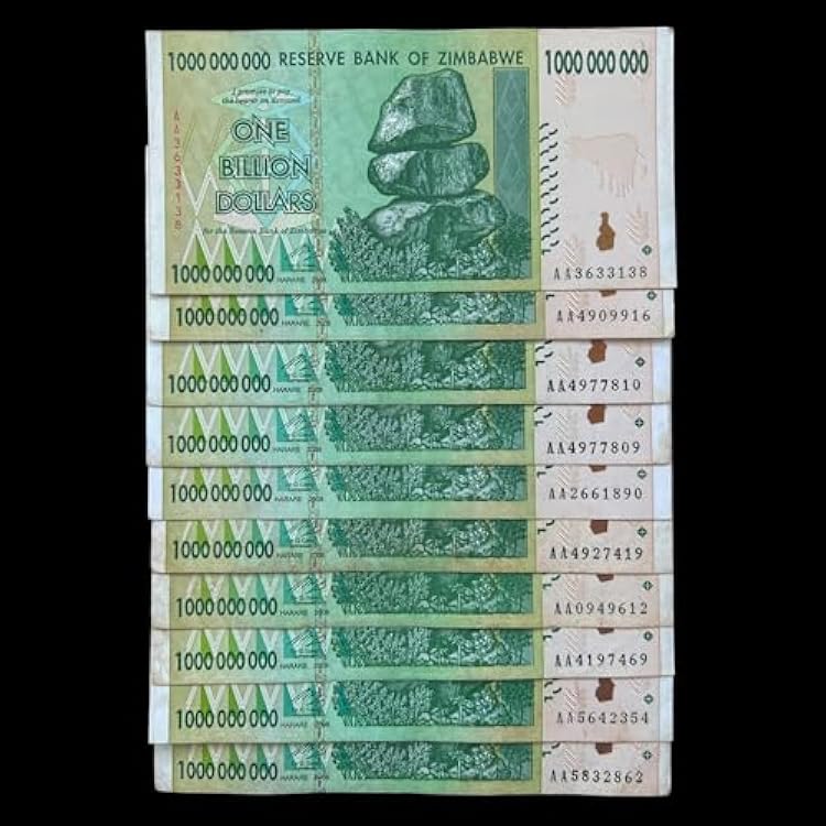 10x Zimbabwe 1 Billion Dollar Bill Banknote Paper Money Currency -Pre Trillion