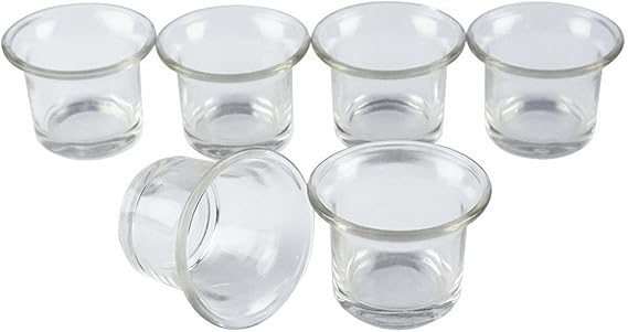 Clear Chunky Glass Lip Votive Candle Holders Tealight Votive Cups for Wedding Proposal, Spa, Aromatherapy, Meditation, 6 Counts by Shxstore