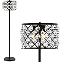 JONATHAN Y 60" Bronze/Clear LED Floor Lamp for Living Room Bedroom Home Office, with Clear Crystal Metal Drum Shade, Modern Tall Standing Pole Light, Foot Switch, LED Bulb Included (JYL9000B)