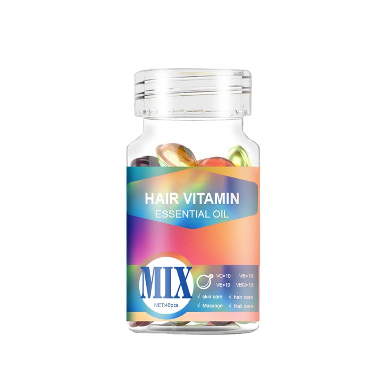 Hair Treatment Serum, Pack of 40 Hair Vitamin Serum Capsules, Hair Oil Capsules, Moisturizing, Nourishing Hair Treatment Oil Capsule, Repair of Hair Damage for Anti-Frizz Care B