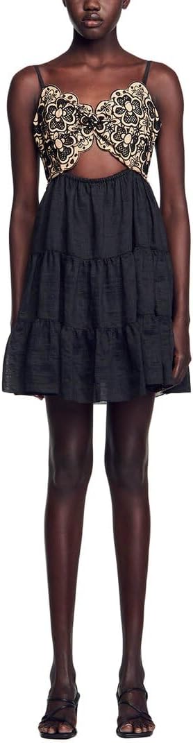 Sandro Womens Mathildana Linen-Blend Dress, 40