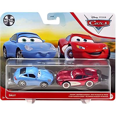 Disney Car Toys 3 Cruisin Lightning McQueen & Sally 2-Pack, 1:55 Scale Die-Cast Fan Favorite Character Vehicles for Racing and Storytelling Fun, Gift for Kids Age 3 and Older