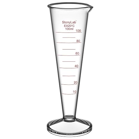 stonylab Graduated Cylinder, 1-Pack Borosilicate Glass Conical Measuring Cylinder Beaker with Wide Mouth and Pour Spout for Precise Measurement, 100 ml