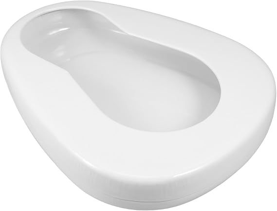 Enamel Bed Pan Portable Bedpans for Elderly Women Men Bedridden Patient Use Leak Proof Bedside Urinal for Nighttime Nursing 13.97X11.02X2.55In