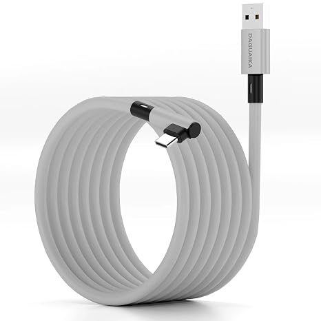 VR Link Cable Compatible with Coverzone Oculus Quest High Speed USB-C PC Connection Cable, L Shaped Comfortable Design, Low Latency VR Game Experience 5 Meters EX-1 (USB to Type C)