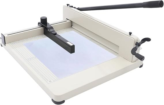 17 Inch Heavy Duty Paper Cutter, Guillotine A3 Paper Cutter, 400 Sheets Capacity, Paper Scrap Slicer Trimmer for Cardstock Cards Office Home School Steel Base, White