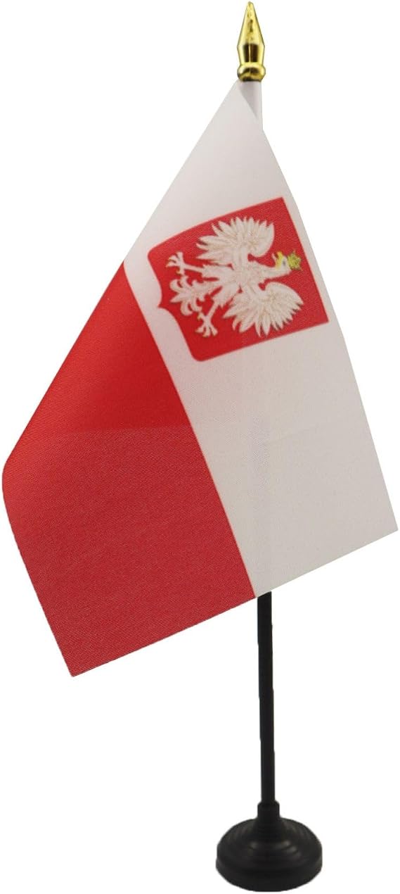 AZ FLAG Poland with eagle Table Flag 4x6 in 100D Polyester Plastic Base