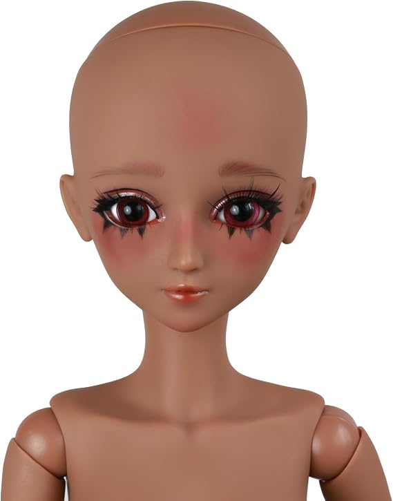 1/3 Tan Skin BJD Doll Body - Hand-Painted Anime Face, Customized DIY Doll with 16 Moveable Joints, Changeable Eyes for Display, Photography Prop