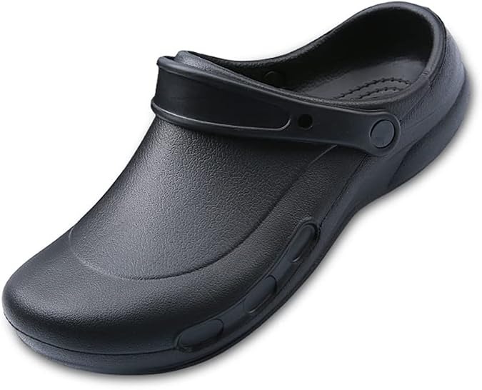 CLYCTIP Cooking Shoes Men Women Kitchen Shoes Clogs for Kitchen Garden Restaurant Waterproof Black