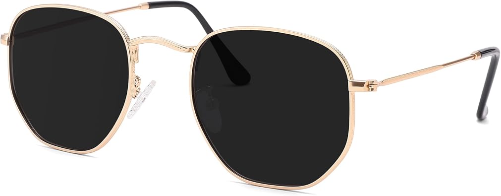 Pro Acme Polarized Hexagon Sunglasses for Women Men Square Metal Frame UV Protection for Driving Outdoor