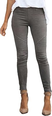 Flamingals Jeans for Women Trendy High Waisted Skinny Jeans Moto Leggings Elastic Waist Jeans Gray L
