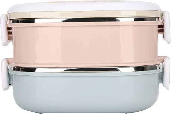 1800ml Lunch Box, 304 Stainless Steel Adult Lunch Containers Portable Leakproof Eco-Friendly Hot and Cold Food Stackable Bento Box Food Storage for Office Outdoor Travel(2 Layer)