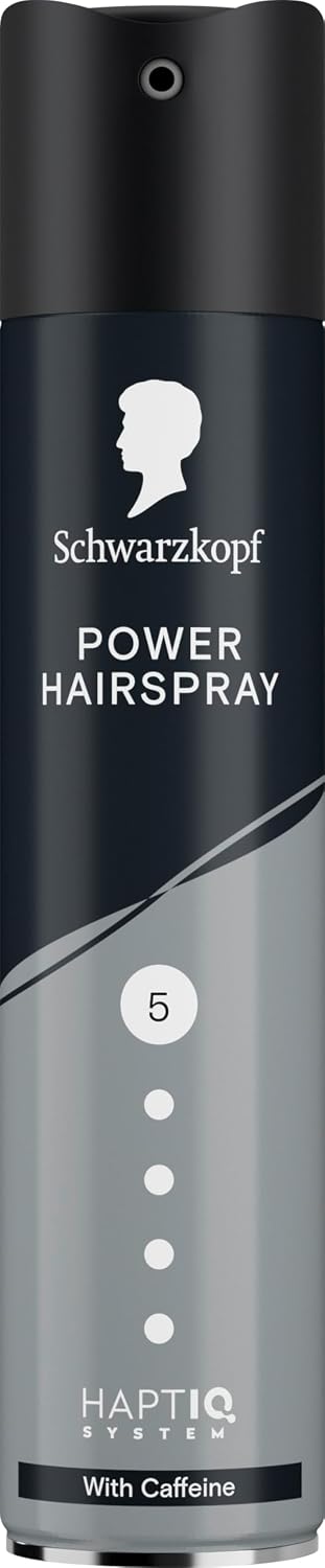Schwarzkopf Hairspray Power 250ml, with Caffeine, Hold Level 5 Hair Styling, Hairspray for All Hair Types,Long-Lasting Power Hold, Vegan Formula*