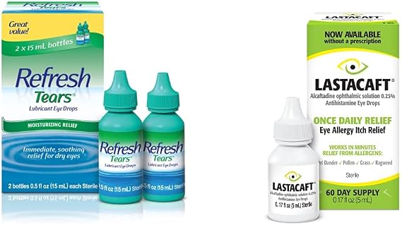 Refresh Tears Lubricant Eye Drops (0.5 Fl Oz - 2 Count) & Lastacaft Once Daily Eye Allergy Itch Relief Drops, (1 Count - 60 Day Supply)