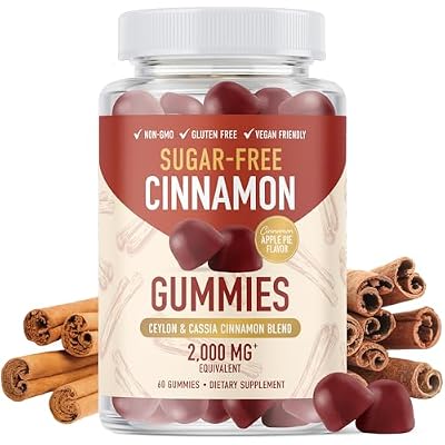 SMNutrition Sugar-Free Cinnamon Gummies with Ceylon Cinnamon & Cassia Complex | Sugar-Free Lifestyle Supplement & Guilt-Free Apple Pie Flavor with Chromium | Vegan, Non-GMO, Gluten-Free | 60 Gummies