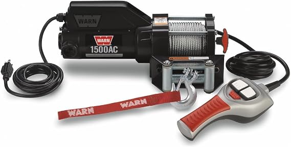WARN 85330 1500AC 120V Electric Utility Winch - 1,500 lbs. Capacity , Black