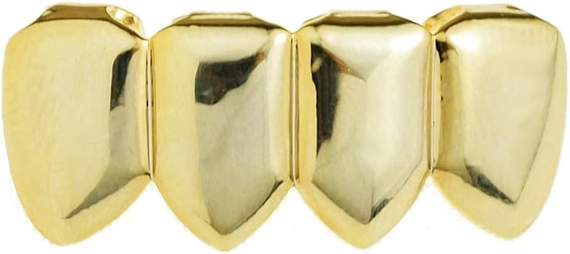 Grillz 14k Gold Plated Four 4 Tooth Lower Teeth Plain Hip Hop Bottom Row Grills