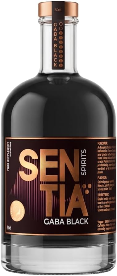 Sentia Gaba Black, Botanical Non Alcoholic, Award Winning, Vegan, Gluten Free and GM Free, Spiced Pepper Warmth taste, Up to 20 drinks 50cl (500ml) - Perfect for Mocktails, Mix with Ginger or Cola