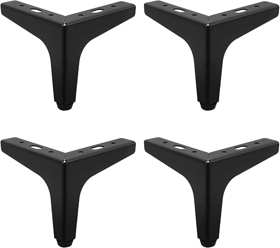 Antrader 4 Pack 4.5-Inch Height Adjustable Modern Furniture Sofa Legs Metal Chrome Matte Black Polished Table Cabinet Cupboard Feet