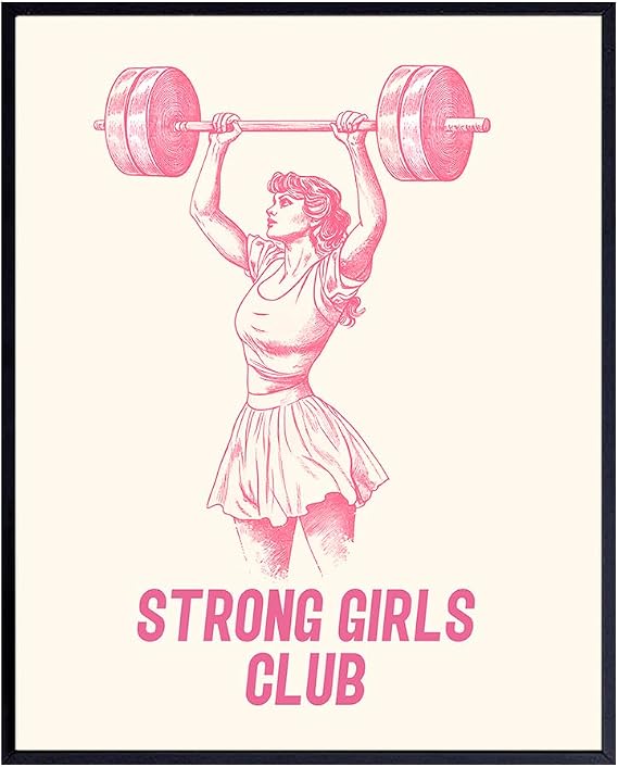 Empowered Womens Art Motivational poster - Strong Women Girly Wall Decor - Inspirational Quotes Picture - Pink Office Art for Women - 8x10 Gym Wall Decor - Home Gym Aesthetic Picture - Funky Print